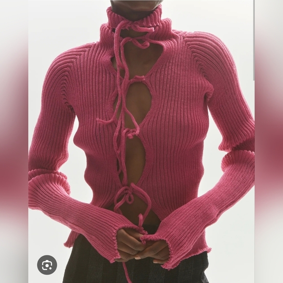 A. ROEGE HOVEPink Nylon & Cotton Cardigan In Berry size S - Picture 4 of 13